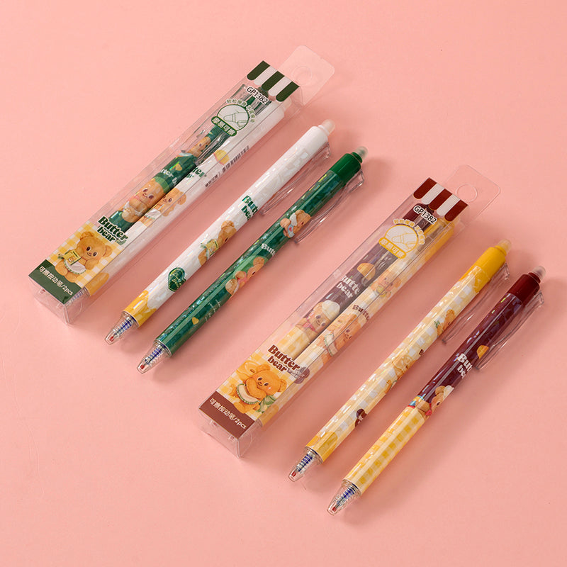 GWGP1382 Butter Bear Erasable Click - pen. This pen features an adorable butter bear design and has the convenient erasable function, making it a practical and cute writing tool. M.82