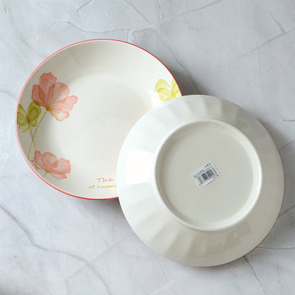 8 - inch Star - shaped Printed Disc/Plate (with the Pattern of Flowers Blooming and Butterflies Dancing) M.66 JPDB