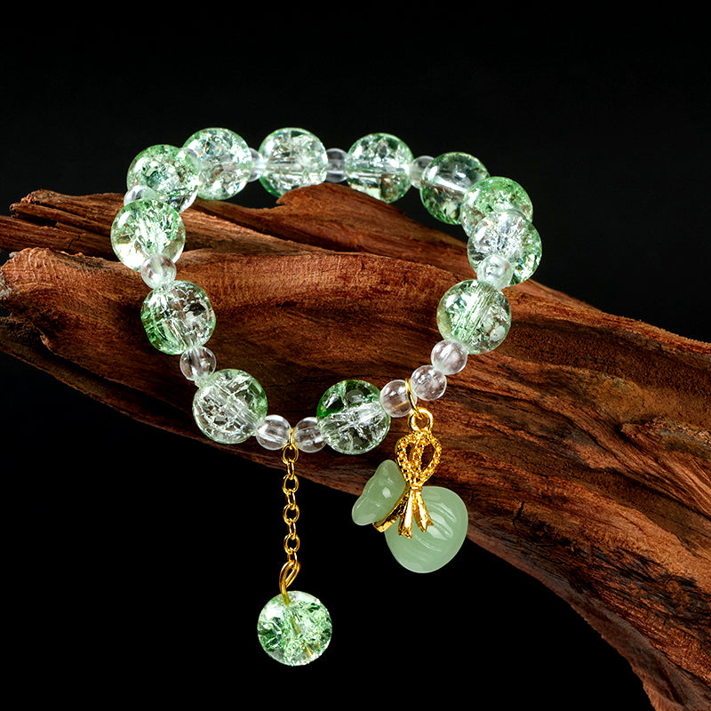 Cracked Bead Peace Jade Pendant Bracelet  M.43