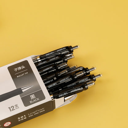 Bolígrafo de gel con resorte Deli S01 (0,5 mm, negro) M.82