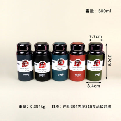 800ml Diamond Textured Lanyard Vacuum Thermal Insulated Mug - Model QXSD5320 M.26 JPDB