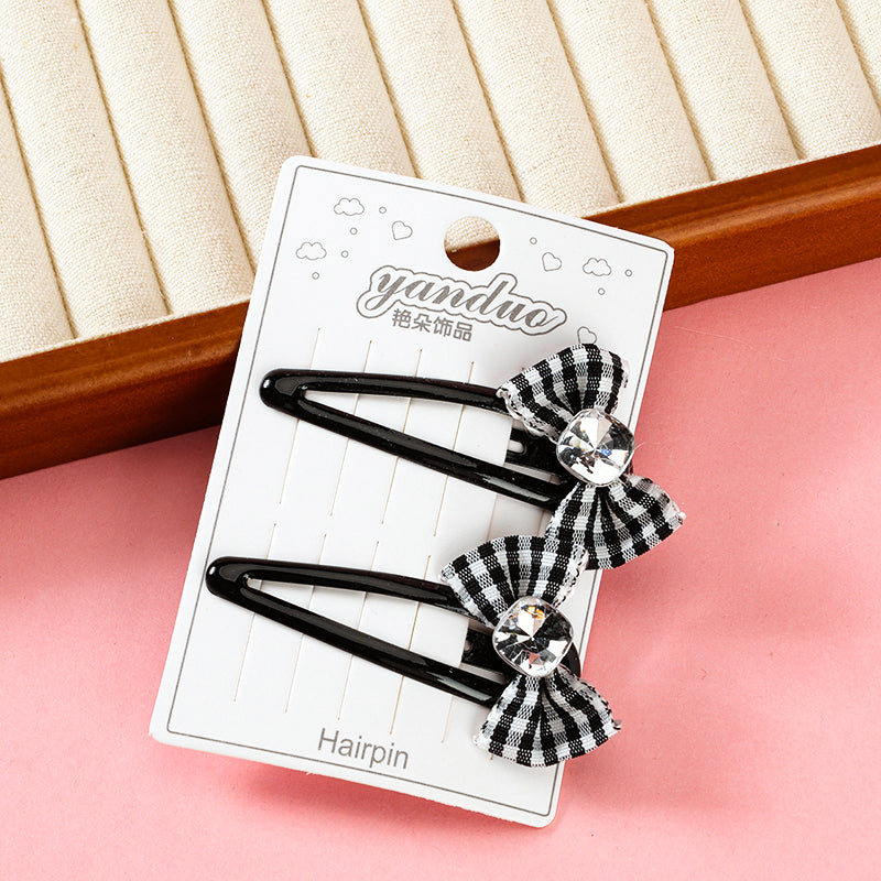 M42 Bow - tie Plaid Rhinestone Bobby Pins in a Box