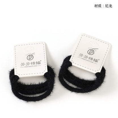 M42 3 Black Fuzzy Hair Ties - Soft Fluffy for Daily Ponytails & Buns