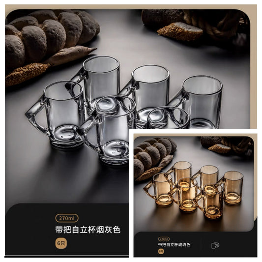 Model ZLB01 Glass Handle Cup (Amber - Ash Color) M.17