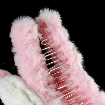 M42 4.33 Inch Large Hair Claw with Plush Flower Puppy Design