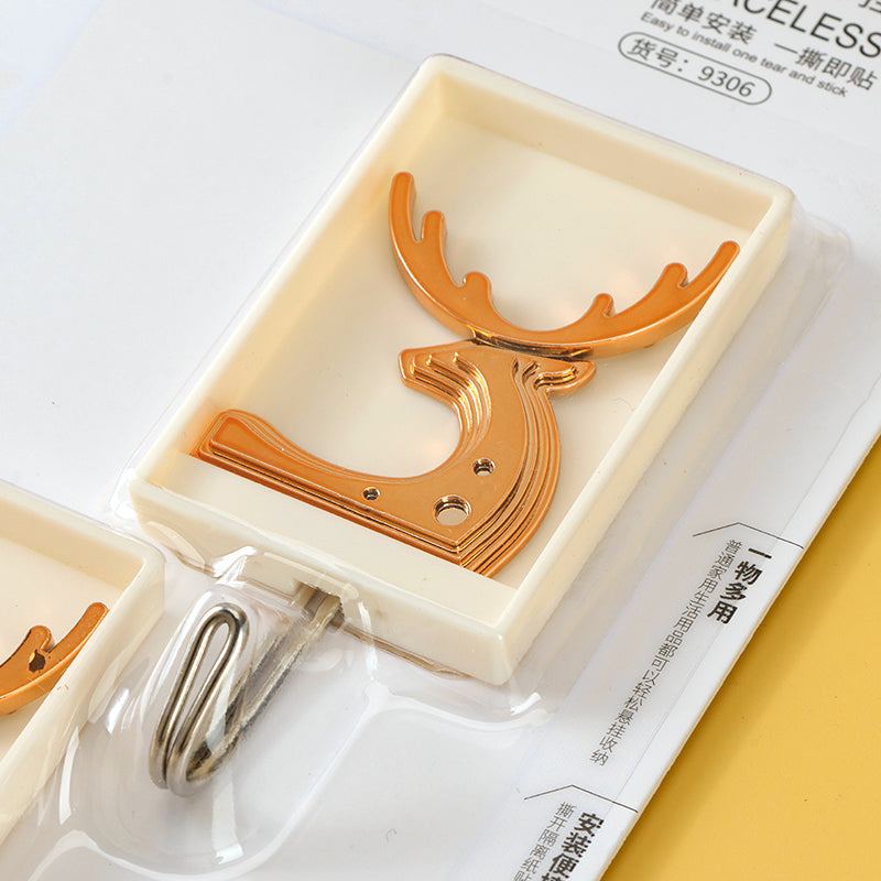 Qiaoxiaoya Model 9306 Adhesive Hooks - 2 Pcs Moose Design M.16