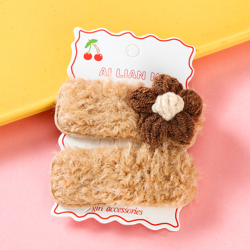 M42 Boxed Dark Coffee - colored Yarn Flower Bobby Pins (1 + 1)