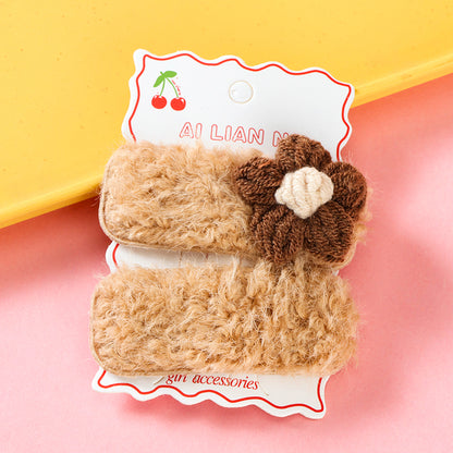 M42 Boxed Dark Coffee - colored Yarn Flower Bobby Pins (1 + 1)