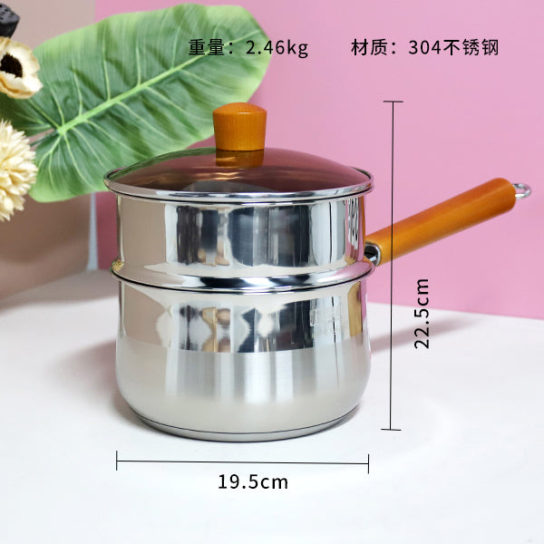 18cm 304 Stainless Steel Aishang Steamer & Soup Pot with Beech Handle and Double Bottom M.61 JPDB
