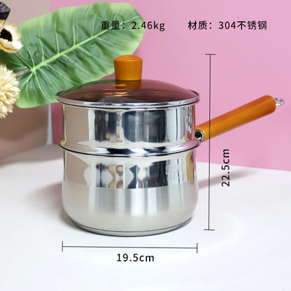 18cm 304 Stainless Steel Aishang Steamer & Soup Pot with Beech Handle and Double Bottom M.61 JPDB