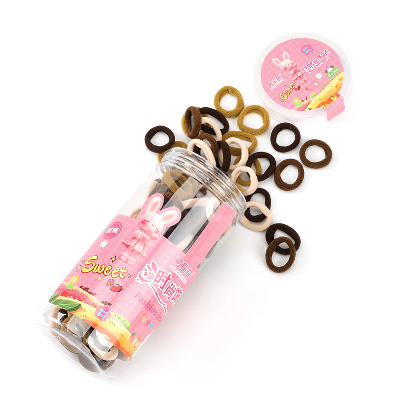 M42 MXM-39 Coffee-colored Children's Terry Cloth Hair Ties in a Bucket (120 Pieces)