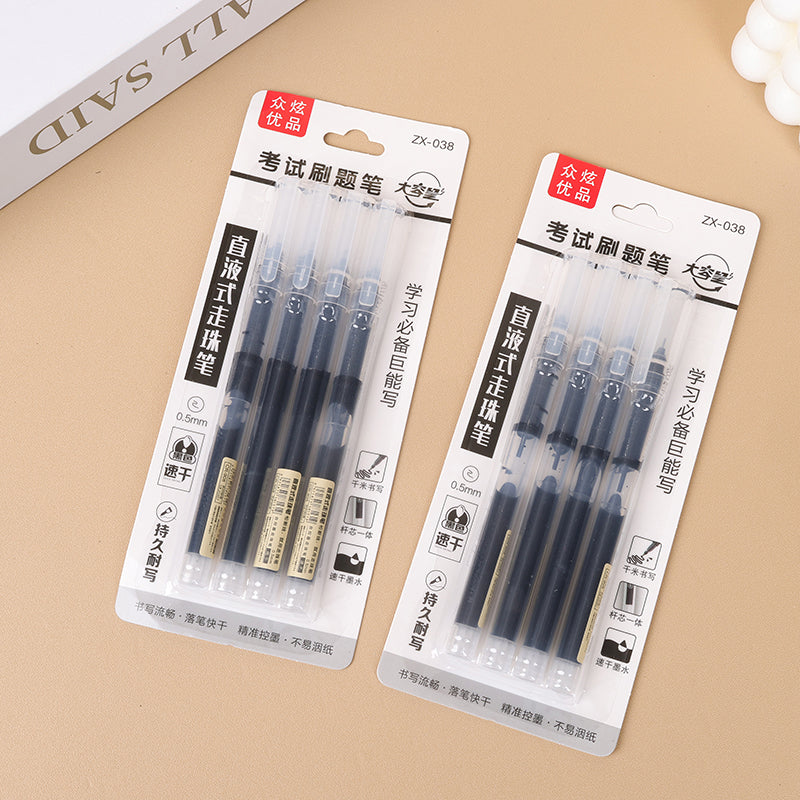 Zhongxuan Fluid - tip Roller Pens, Black (4 pieces) M.82