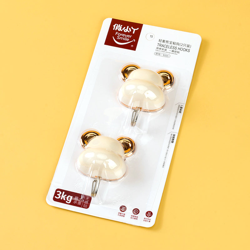 Ganchos adhesivos Qiaoxiaoya modelo 9315 - 2 piezas, diseño de osito, M.16 