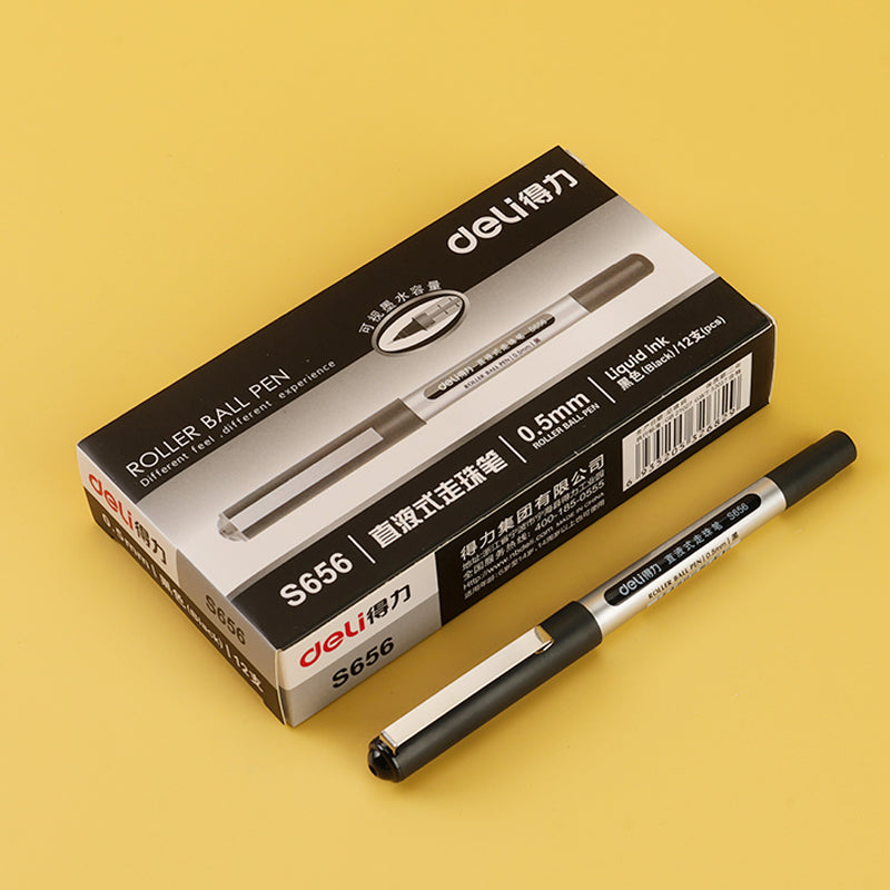 Deli (Sold Individually) S656 - Q1 Fluid - tip Roller Pen (0.5mm, Black) M.82