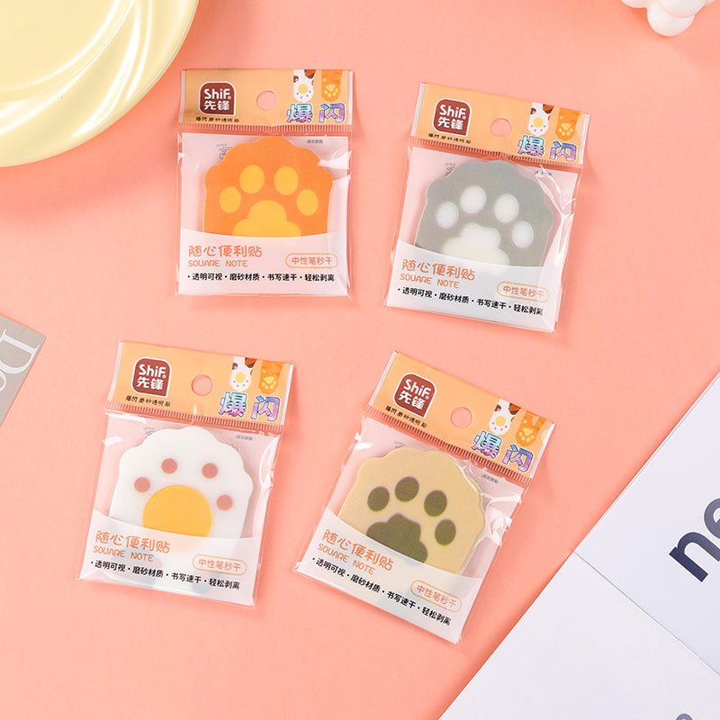 Xianfeng 8699 - Notas adhesivas con purpurina y forma de pata de gato, 80 g de papel grueso, para estudiantes y amantes de los diarios (M.81)