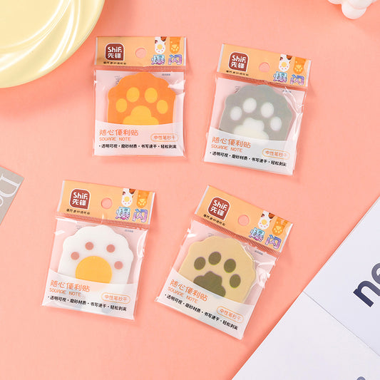 Xianfeng 8699 Glitter Cat Paw Sticky Notes Cute Shape 80g Thick Paper for Students & Journal Lovers M.81