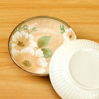 7 - inch Printed Vertical - Striped Plate (with Camellia Pattern) M.66 JPDB