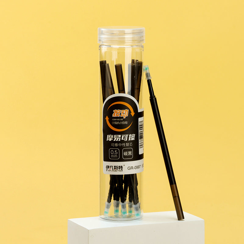 Yifan Site Retractable Erasable Pen Refills, 8pcs Black 0.5mm Bucket Pack M.82
