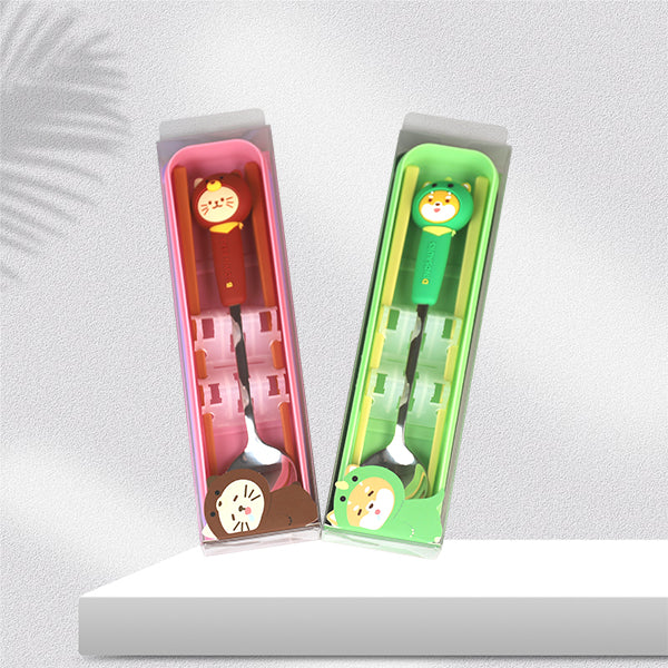 Cute Pet - themed Spoon and Chopsticks Tableware Set with Lids M.66 JPDB