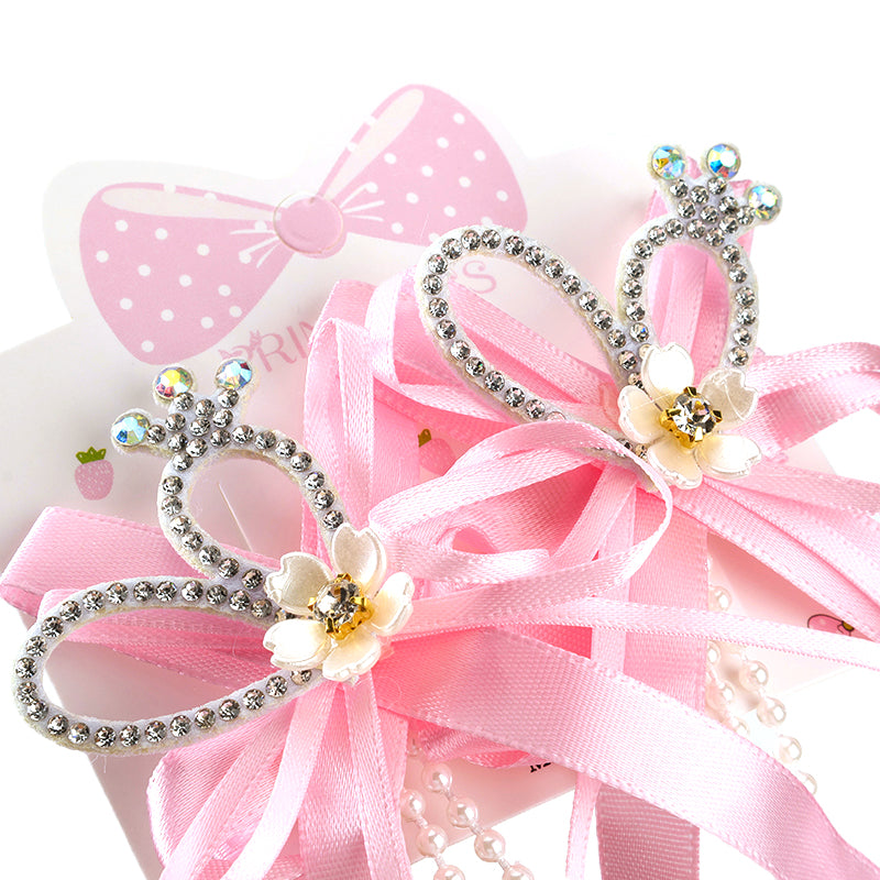 M42 Boxed Tassel & Ribbon Pair Hair Clips for Kids