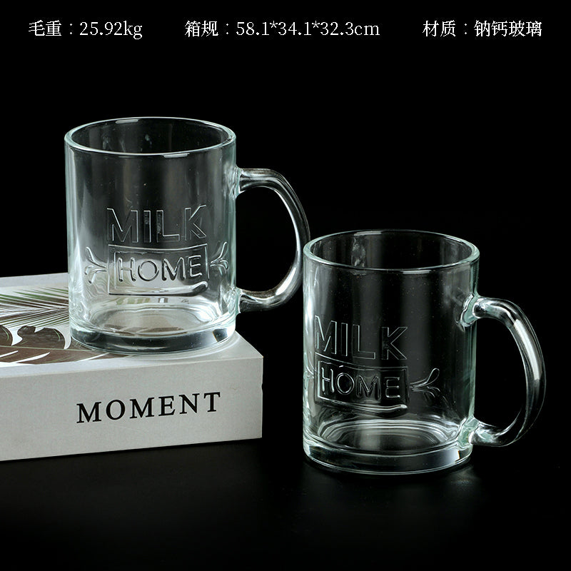 Yatelan Model 8012A Milk-Themed Glass Cup with Handle (336ml) M.17