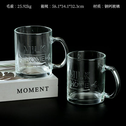 Yatelan Model 8012A Milk-Themed Glass Cup with Handle (336ml) M.17