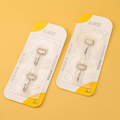 Model JDL370 Adhesive Hooks - 2 Pcs Transparent Round Shape M.16
