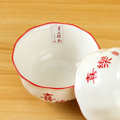 4.5-inch Rose-patterned Ruffled Bowl with Joy Theme M.66 JPDB