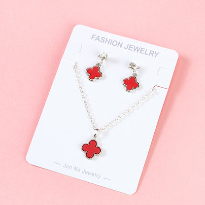 New - style Clover Earrings and Necklace Set M.43