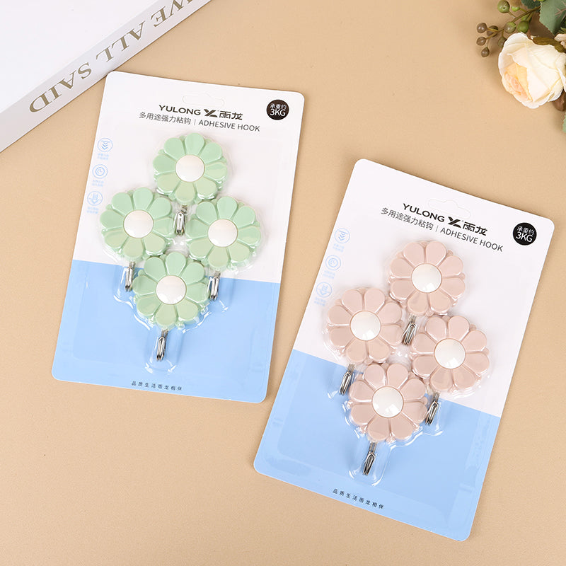 Yulong Model 8064 Adhesive Hooks - 4 Pcs Chrysanthemum Design M.16