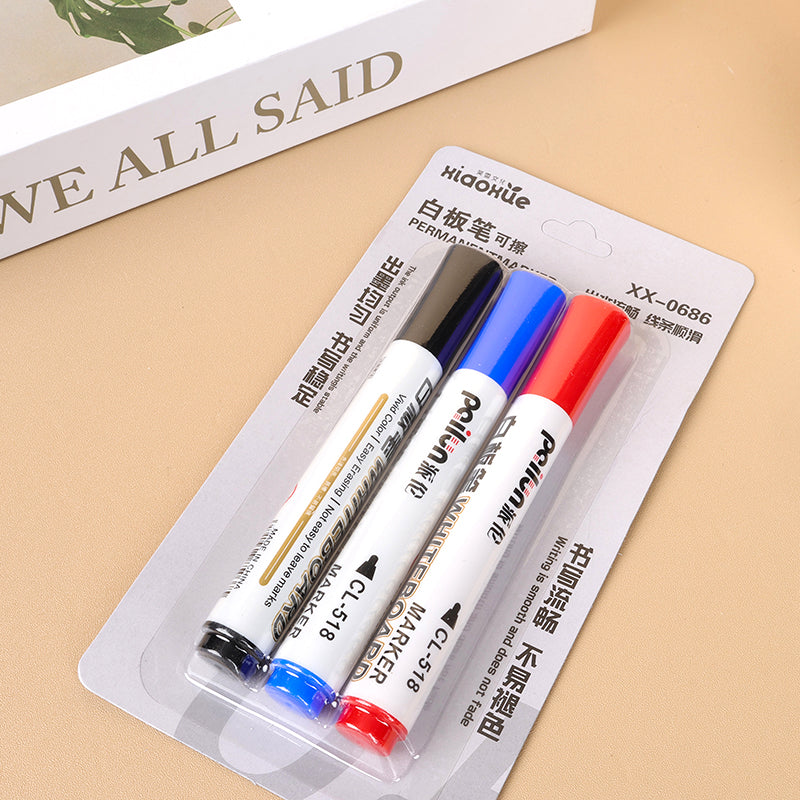 【Juego de escritura versátil】El juego XX-0686 incluye 3 marcadores para pizarra blanca. Escriben con fluidez, dejan marcas nítidas y son ideales para pizarras blancas de oficina, escuela o casa. Ideales para uso diario. M.82