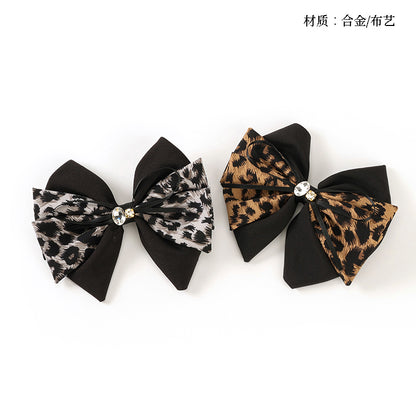 M42 Boxed Two-Tone Leopard Print Bow Duck Clips