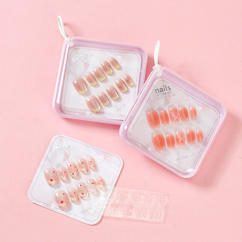 ZJ1020 Cat's Eye Printed Short Fake Nails Random M.52