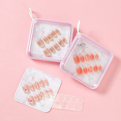 ZJ1020 Cat's Eye Printed Short Fake Nails Random M.52