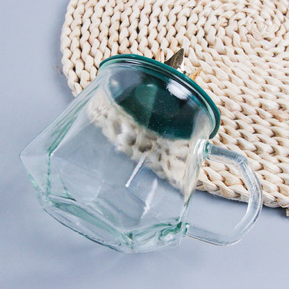 Crown Glass Handle Cup with Lid (Including Small Spoon) M.17