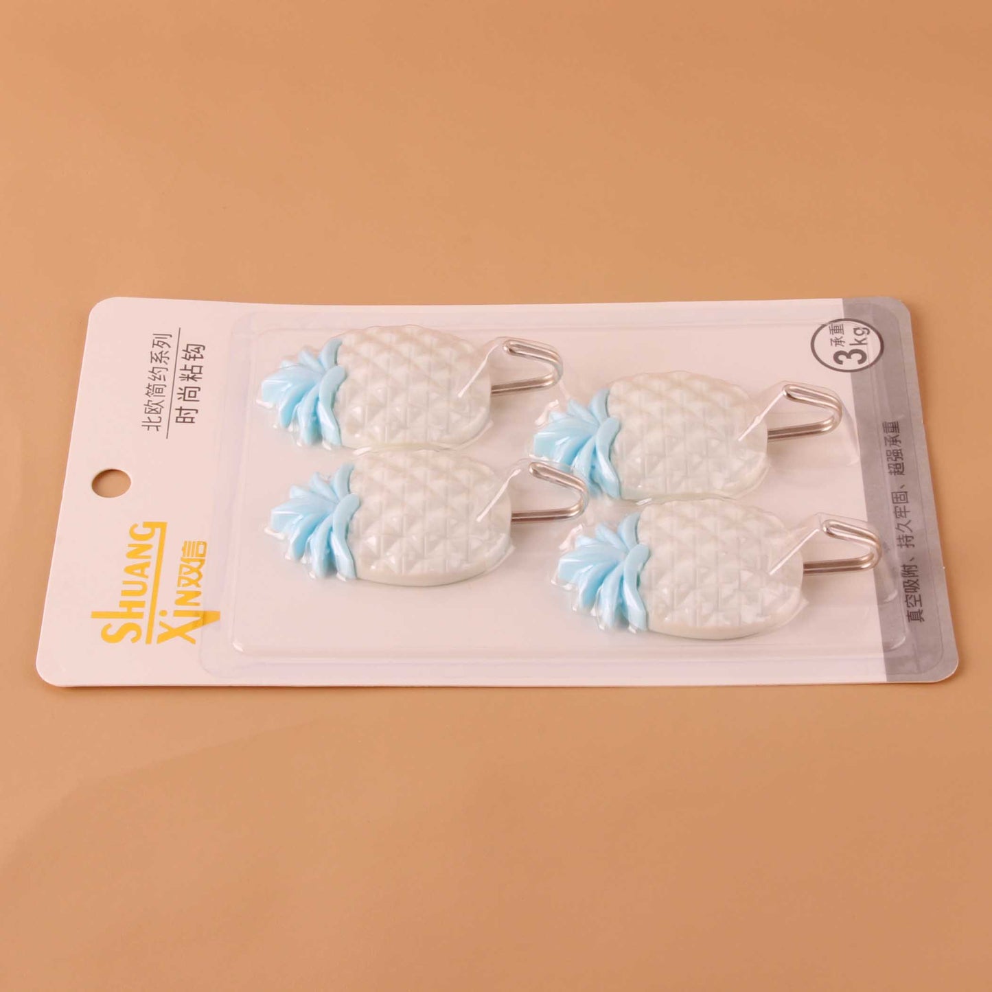 Brand Shuangxin Adhesive Hooks - 4 Pcs Pineapple Shape M.16