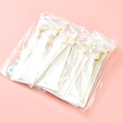 M42 Hair Pin with Camellia, Pearl & Tassel Detail