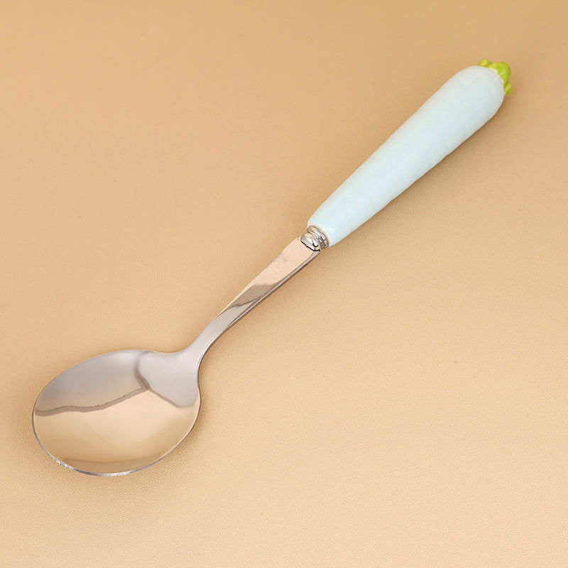 HSB-8 Radish Root Pattern Ceramic Handle No.2 Round Spoon M.66