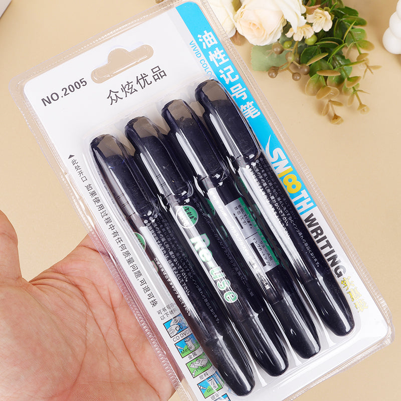 The Zhongxuan oil - based marking pens come in a set of 4. With long - lasting and non - fading ink and smooth strokes, they can handle tasks like document marking, item labeling, and simple drawing, meeting various writing needs. M.82