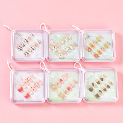 ZJ1020 Cat's Eye Printed Short Fake Nails Random M.52