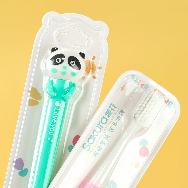 SAKURA Cute Panda Cartoon Baby Toothbrush S - 773 Extra Soft Bristles 2 - 6 Years Old Kids Gum Care M.14