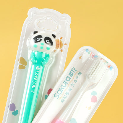 SAKURA Cute Panda Cartoon Baby Toothbrush S - 773 Extra Soft Bristles 2 - 6 Years Old Kids Gum Care M.14