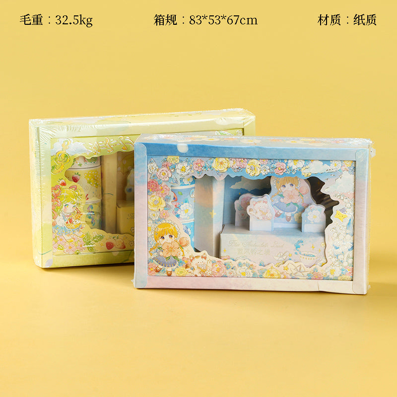 Jiu Beier SM01-04 Handbook Set Hardcover PU Leather with Tape+Colored Pens+Stickers for Journaling M.81