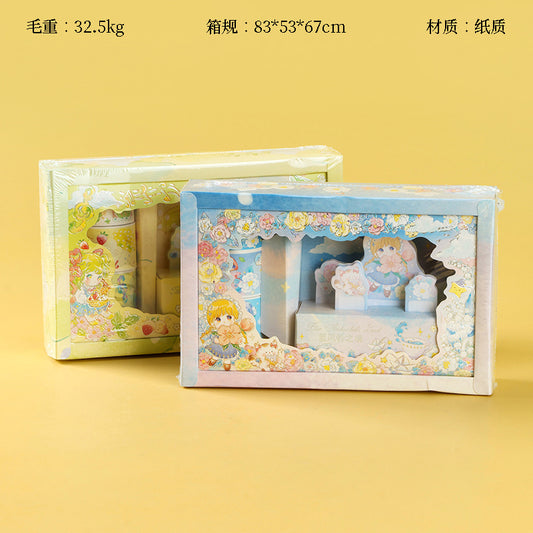 Jiu Beier SM01-04 Handbook Set Hardcover PU Leather with Tape+Colored Pens+Stickers for Journaling M.81