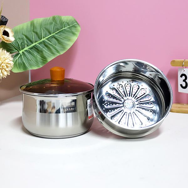 18cm 304 Stainless Steel Aishang Steamer & Soup Pot with Beech Handle and Double Bottom M.61 JPDB
