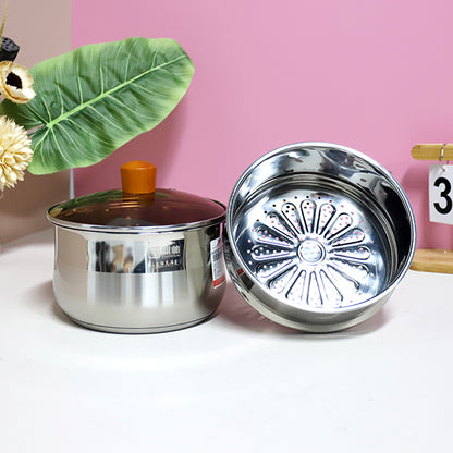18cm 304 Stainless Steel Aishang Steamer & Soup Pot with Beech Handle and Double Bottom M.61 JPDB