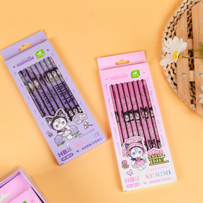 XX - 89 Series Set of Seven Pencils with Large Eraser Tips (Random Flower Patterns) M.82
