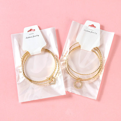 Gold Full-Diamond Pendant Bangle (Three-Circle)  M.43