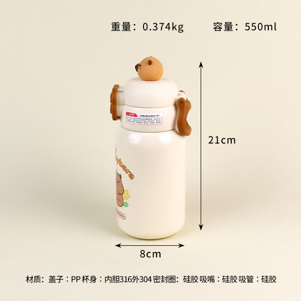 B-2074 Lucky Persimmon Capybara Vacuum Insulated Mug (550ml) M.26 JPDB
