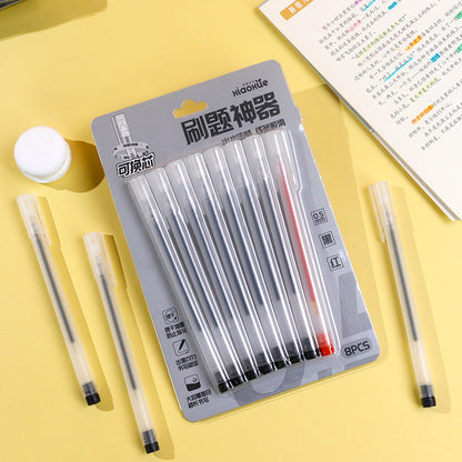 XX - 8862 Juego de ocho bolígrafos de gel para práctica y prueba (negro y rojo) M.82